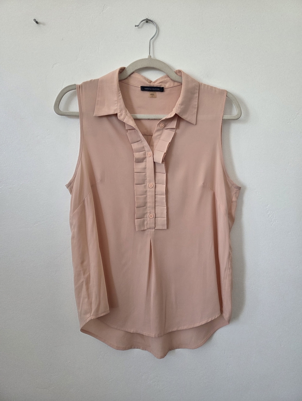 Tommy Hilfiger Pink Camisole Ruffled Pleated Twee Academia Lolita Kawaii Small